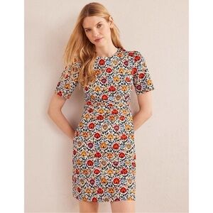 Boden Cotton Mini Shift Dress Enchanting Bloom Floral Red Multicolor Size 14